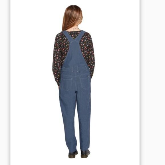 Volcom Womens Denim Overalls Size 10 Blue Adjustable Straps - Picture 2 of 11